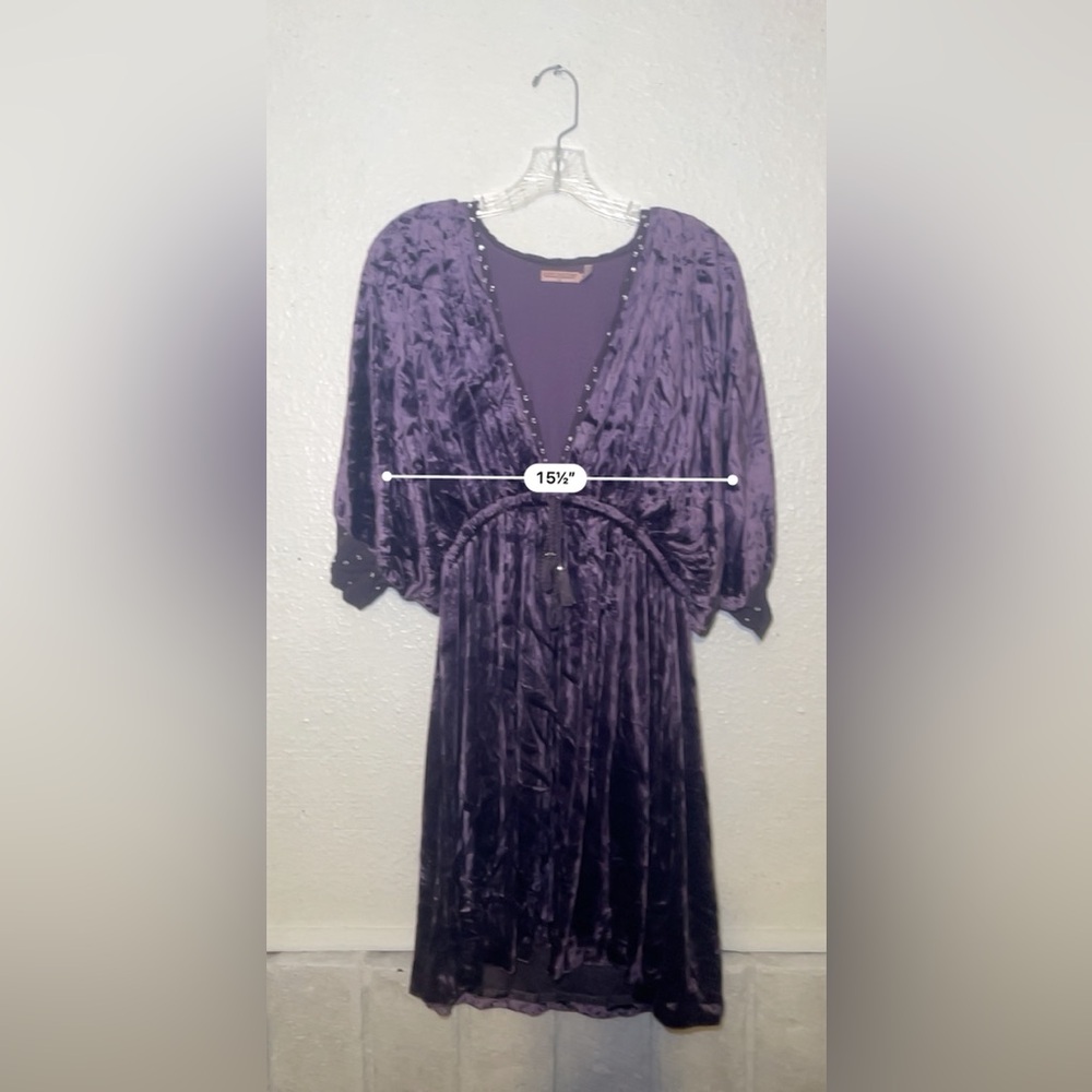 Juicy Couture Deep Purple Women's crushed velvet v-neck dress size medium - Picture 3 of 10
